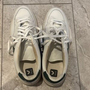 Veja White Sneakers with Green Details